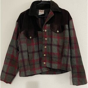 Great Gear Clothing Co Plaid Jacket Wool Medium Corduroy Accents